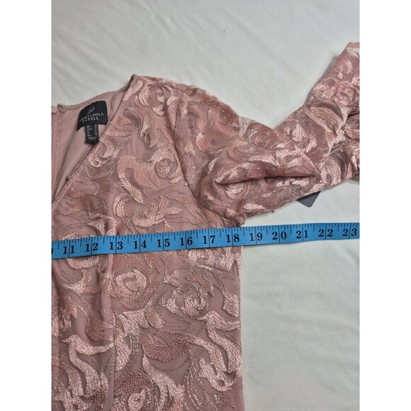 Adrianna Papell Women's Dress Size 10 V-Neck Bell Sleeves Embroidered Pink (63) - Picture 11 of 15